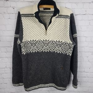 Norskwear Sweater. 100% Wool Cream and Gray. Men's M.